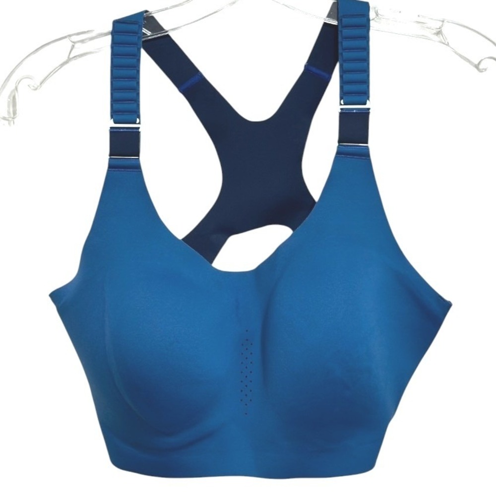 Brooks Dare High-Impact Run Bra Women Blue Adjustable Racerback Activewear 36DD